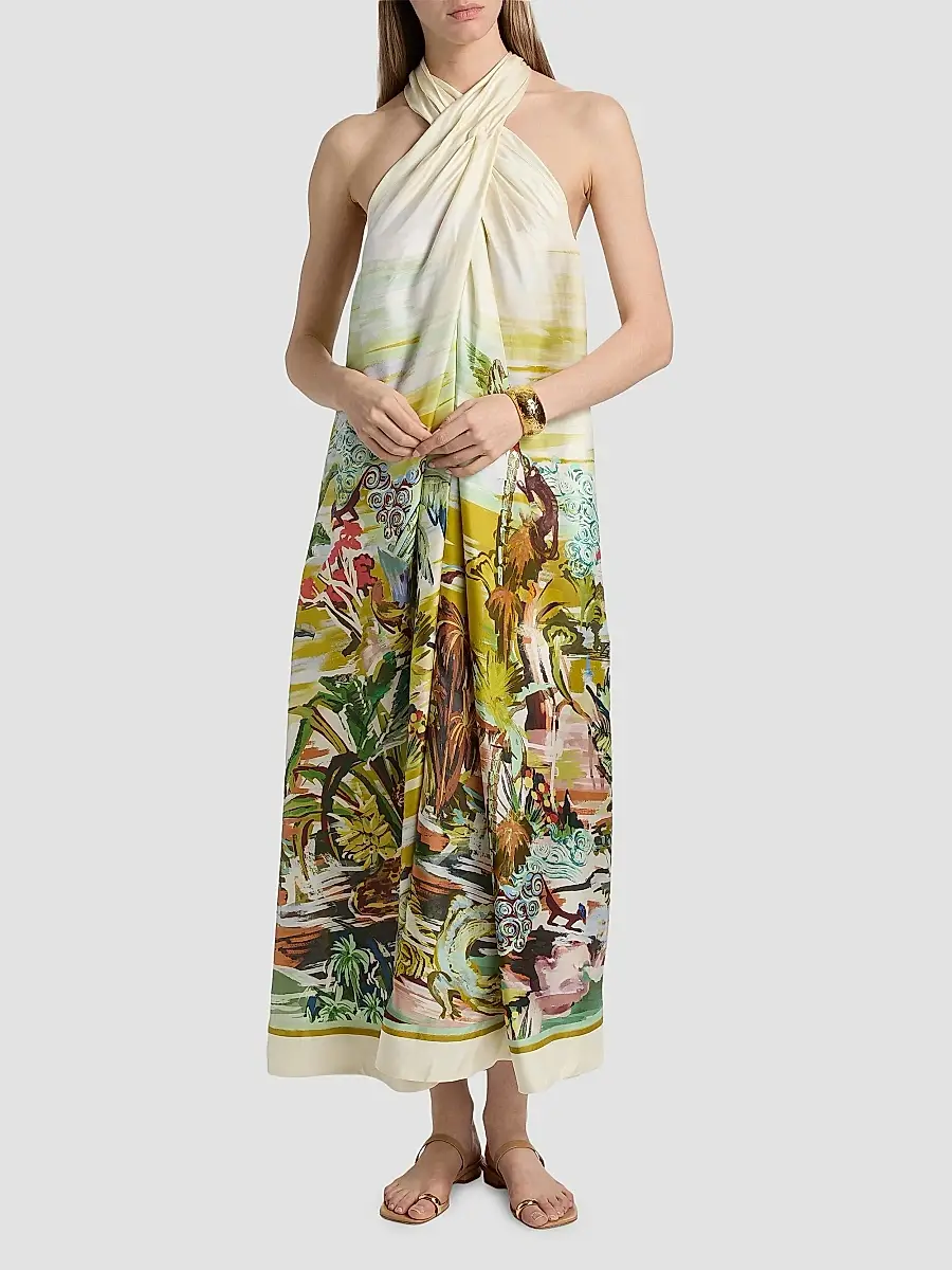 ALÉMAIS Women's Jungle Boogie Silk Halterneck Dress | Thumbnail 3 ALÉMAIS Women's Jungle Boogie Silk Halterneck Dress | Thumbnail 3
