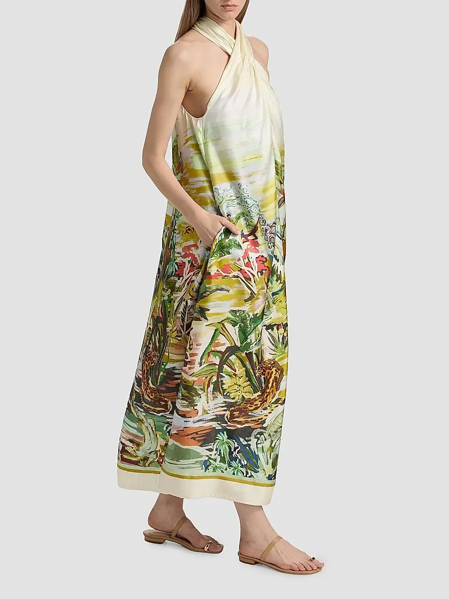 ALÉMAIS Women's Jungle Boogie Silk Halterneck Dress | Thumbnail 4 ALÉMAIS Women's Jungle Boogie Silk Halterneck Dress | Thumbnail 4