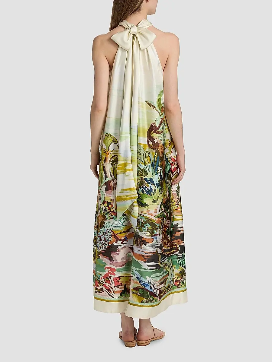 ALÉMAIS Women's Jungle Boogie Silk Halterneck Dress | Thumbnail 5 ALÉMAIS Women's Jungle Boogie Silk Halterneck Dress | Thumbnail 5