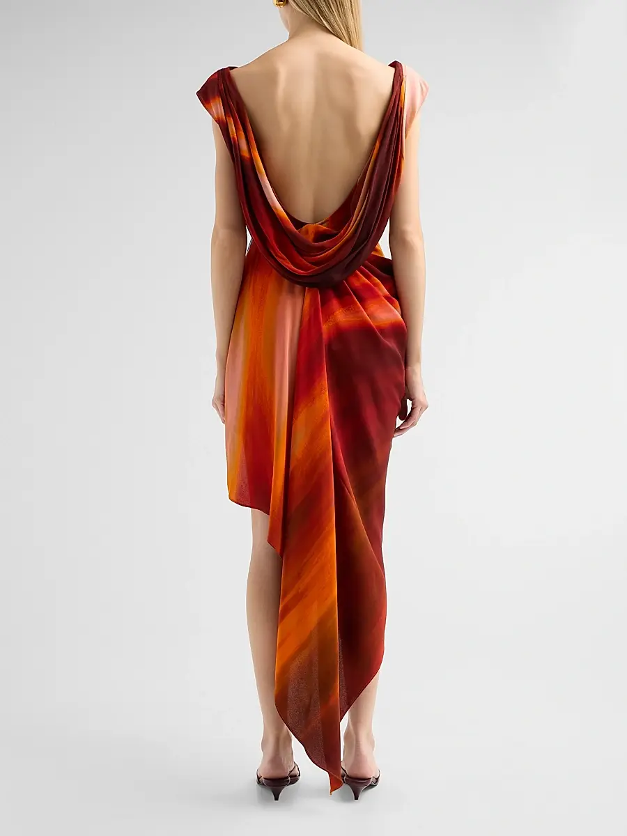 LaQuan Smith Women's Draped Asymmetric Corset-Style Midi-Dress | Thumbnail 3 LaQuan Smith Women's Draped Asymmetric Corset-Style Midi-Dress | Thumbnail 3