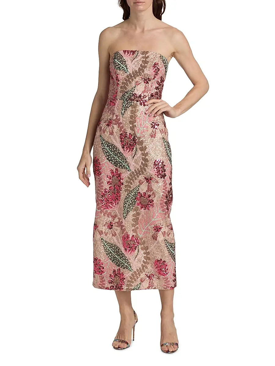 Milly Women's Esmeralda Sequined Bandeau Midi-Dress | Thumbnail 2 Milly Women's Esmeralda Sequined Bandeau Midi-Dress | Thumbnail 2