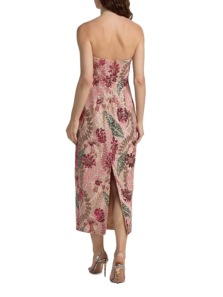 Milly Women's Esmeralda Sequined Bandeau Midi-Dress | Thumbnail 5 Milly Women's Esmeralda Sequined Bandeau Midi-Dress | Thumbnail 5
