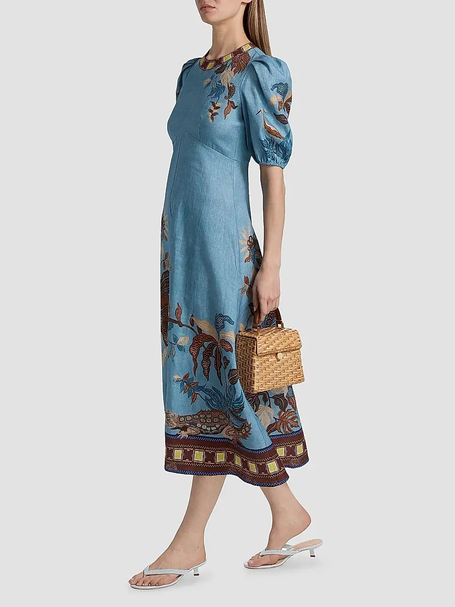 ALÉMAIS Women's Georgie Empire-Waist Linen Midi-Dress | Thumbnail 4 ALÉMAIS Women's Georgie Empire-Waist Linen Midi-Dress | Thumbnail 4