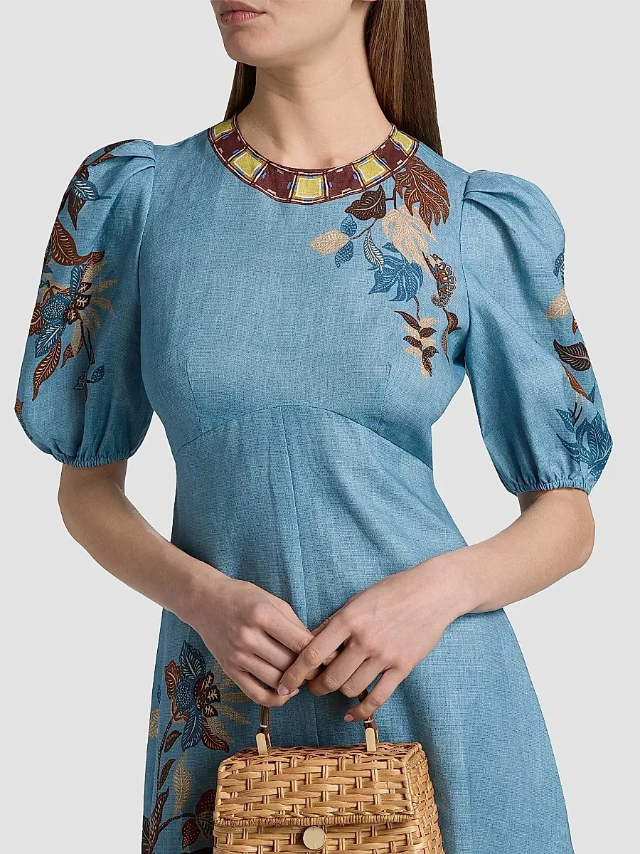 ALÉMAIS Women's Georgie Empire-Waist Linen Midi-Dress | Thumbnail 6 ALÉMAIS Women's Georgie Empire-Waist Linen Midi-Dress | Thumbnail 6