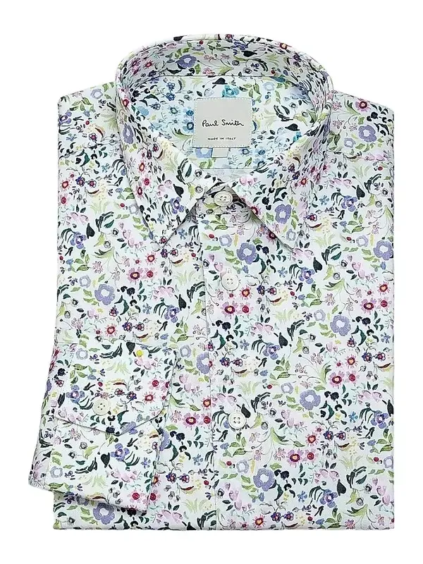 Men's Tailored-Fit Floral Cotton Shirt Men's Tailored-Fit Floral Cotton Shirt