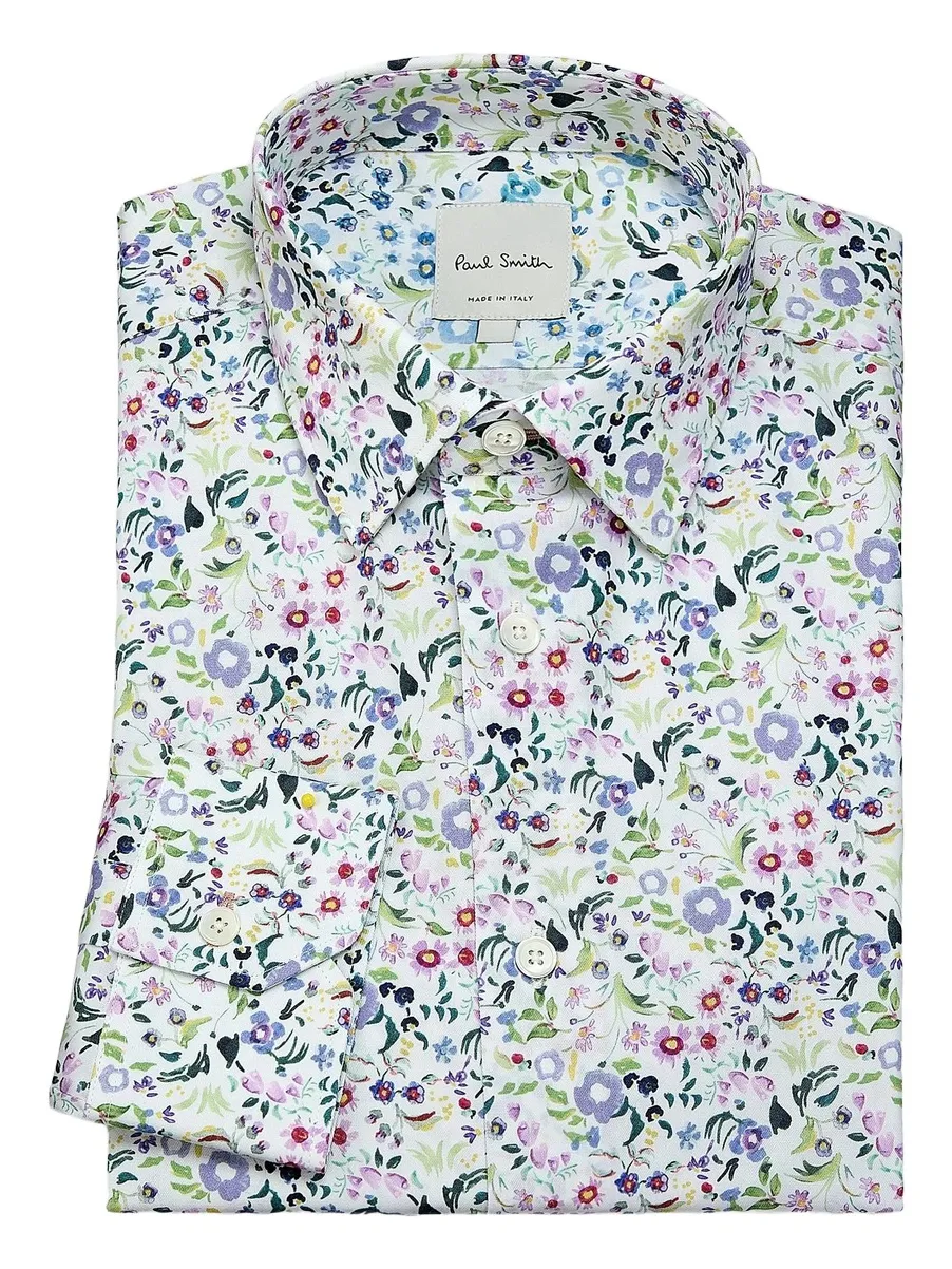 Paul Smith Men's Tailored-Fit Floral Cotton Shirt