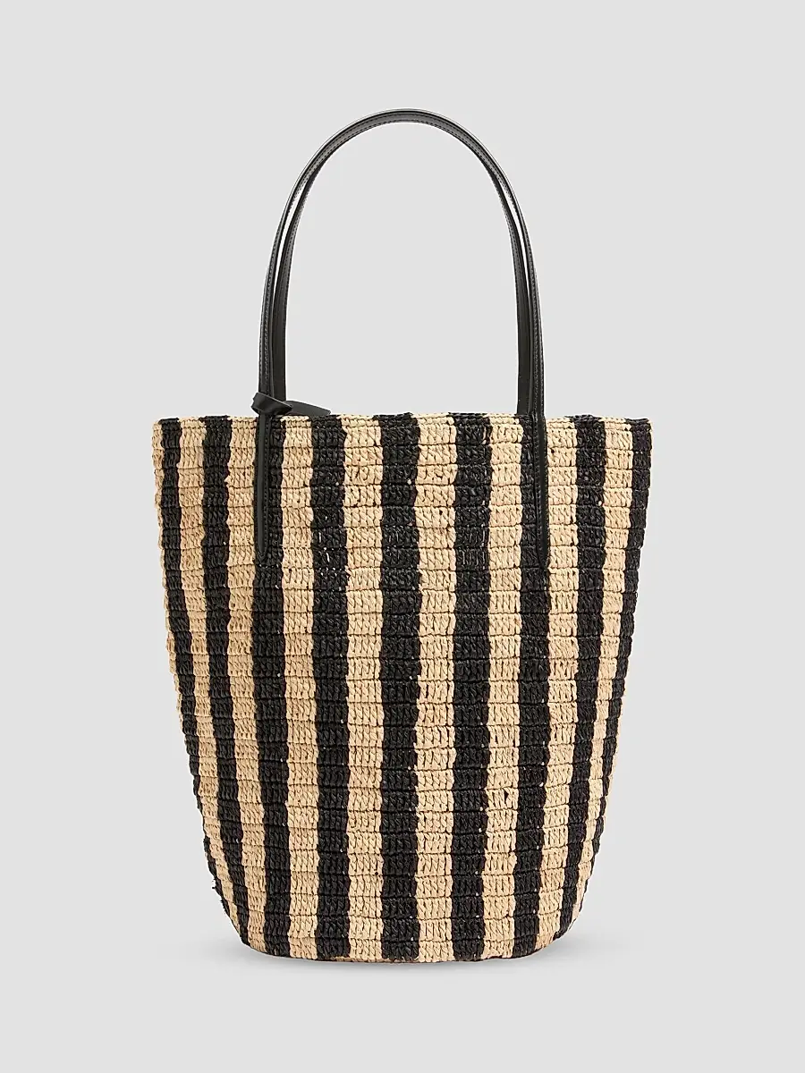 Valentino Women's Striped Raffia Shopping Bag | Thumbnail 3