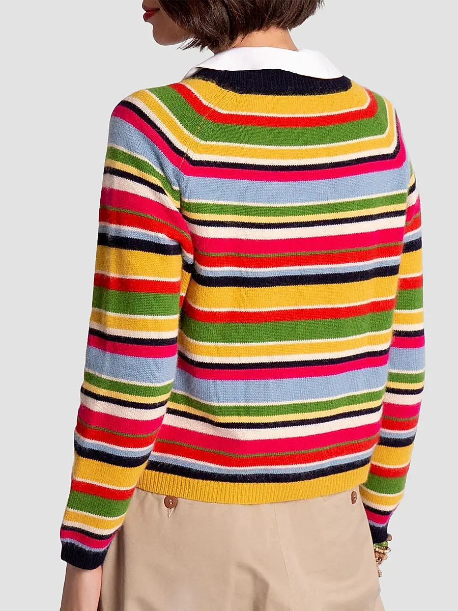 Frances Valentine Women's James Striped Cotton-Cashmere Sweater | Thumbnail 2