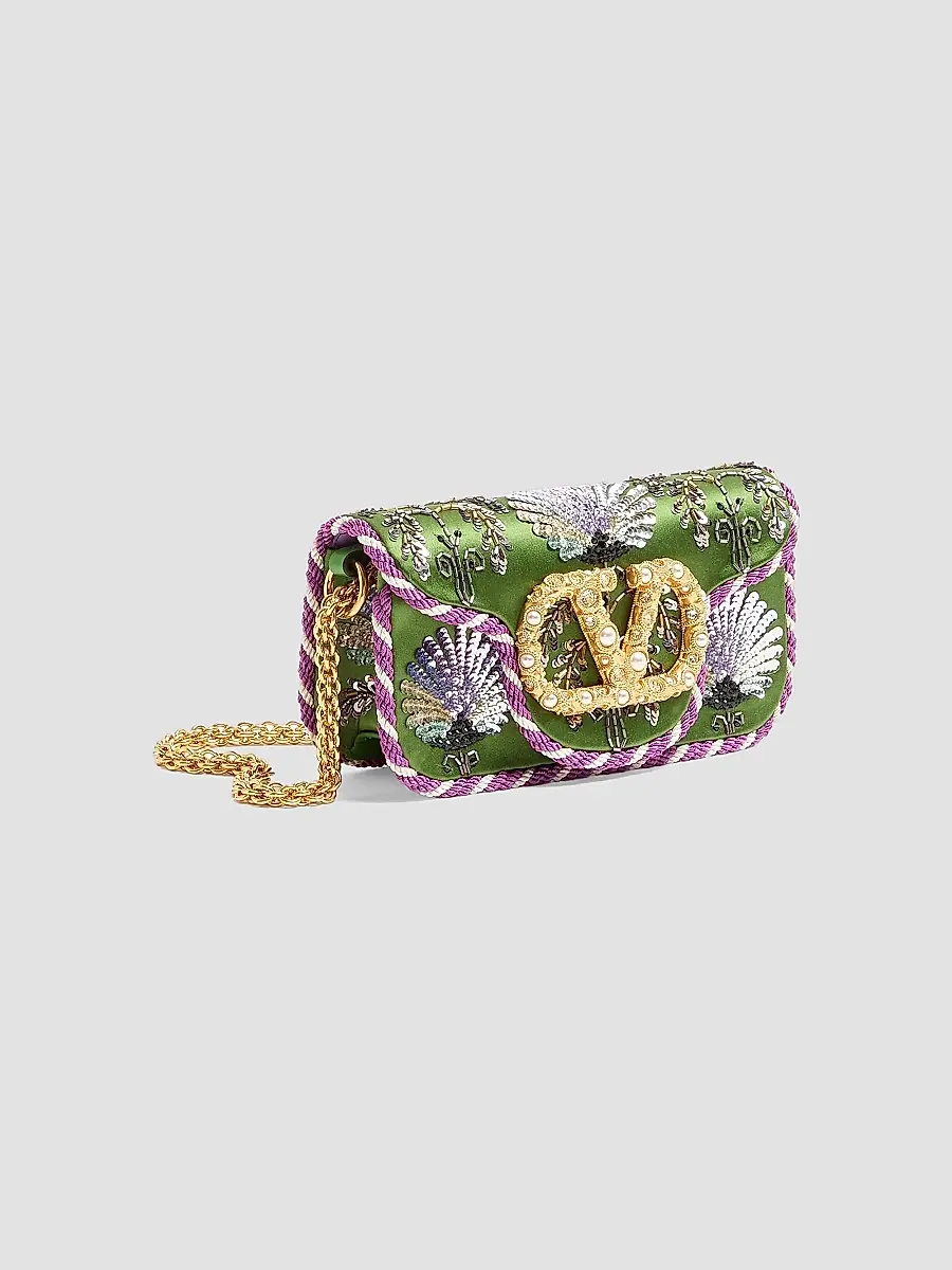 Valentino Women's Locò Small Embroidered Shoulder Bag with Jewel Logo - Multicolor | Thumbnail 2 Valentino Women's Locò Small Embroidered Shoulder Bag with Jewel Logo - Multicolor | Thumbnail 2