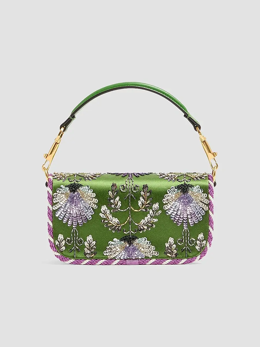 Valentino Women's Locò Small Embroidered Shoulder Bag with Jewel Logo - Multicolor | Thumbnail 4 Valentino Women's Locò Small Embroidered Shoulder Bag with Jewel Logo - Multicolor | Thumbnail 4