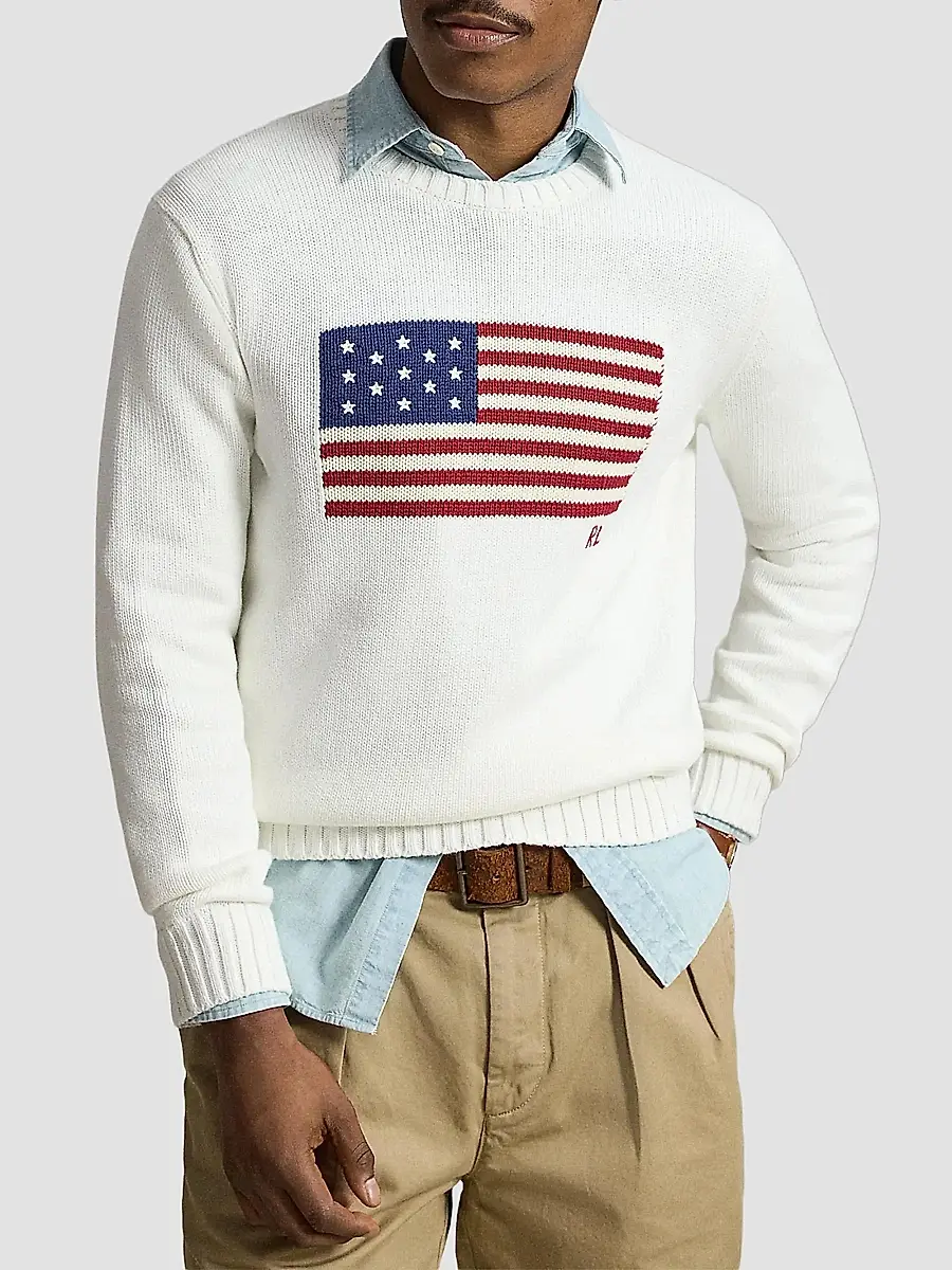 Polo Ralph Lauren Men's The Iconic Flag Cotton Sweater | Thumbnail 4 Polo Ralph Lauren Men's The Iconic Flag Cotton Sweater | Thumbnail 4