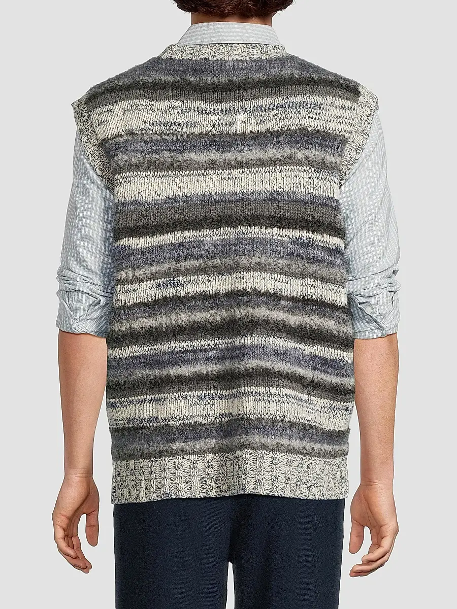 The Elder Statesman Men's Boucle Mix Stripe Sweater Vest | Thumbnail 5 The Elder Statesman Men's Boucle Mix Stripe Sweater Vest | Thumbnail 5