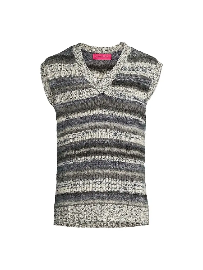 The Elder Statesman Men's Boucle Mix Stripe Sweater Vest