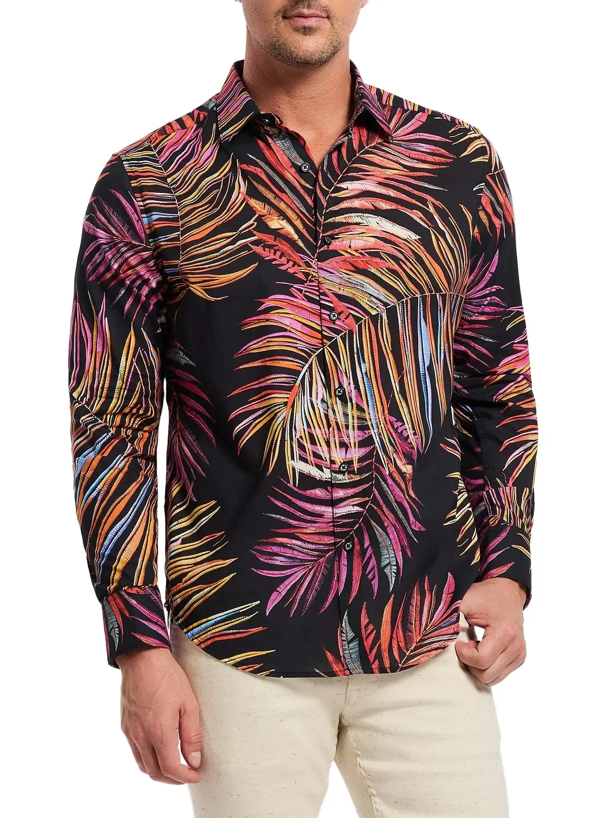 Men's Acai Printed Cotton Button-Front Shirt Men's Acai Printed Cotton Button-Front Shirt