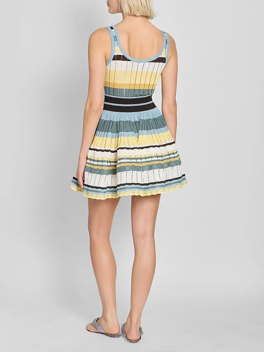 ALAÏA Women's Crinoline Stripe Rib-Knit Mini Dress | Thumbnail 3 ALAÏA Women's Crinoline Stripe Rib-Knit Mini Dress | Thumbnail 3