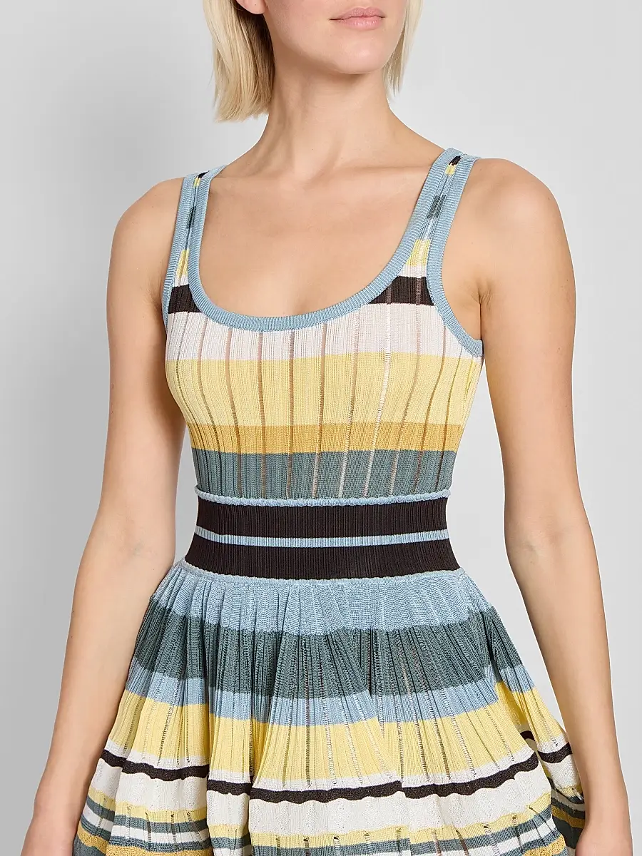 ALAÏA Women's Crinoline Stripe Rib-Knit Mini Dress | Thumbnail 5 ALAÏA Women's Crinoline Stripe Rib-Knit Mini Dress | Thumbnail 5