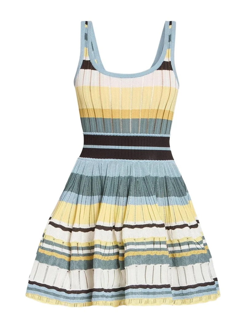 Alaïa Women's Crinoline Stripe Rib-Knit Mini Dress
