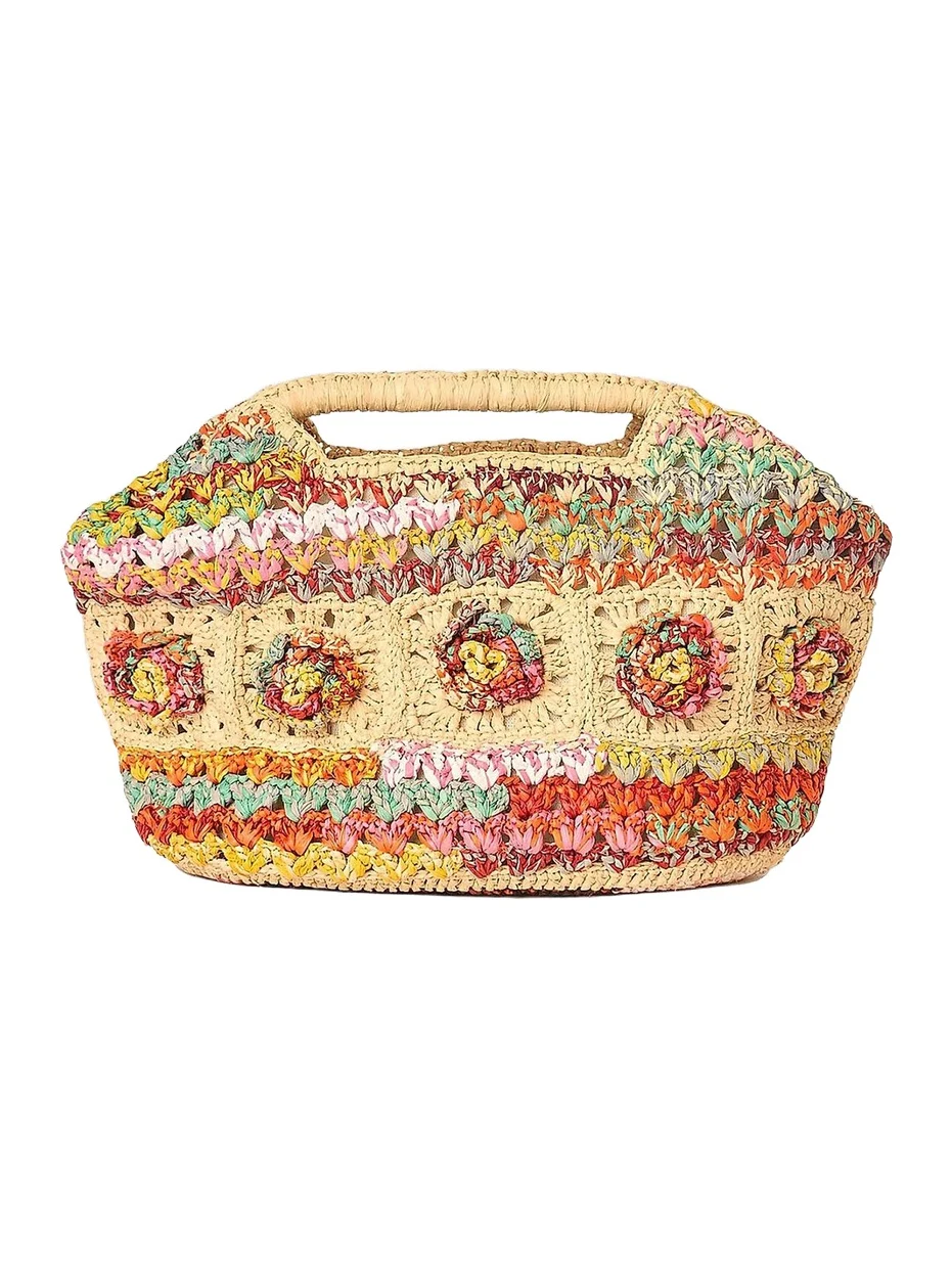 BTB Los Angeles Women's Hazel Floral Woven Raffia Clutch