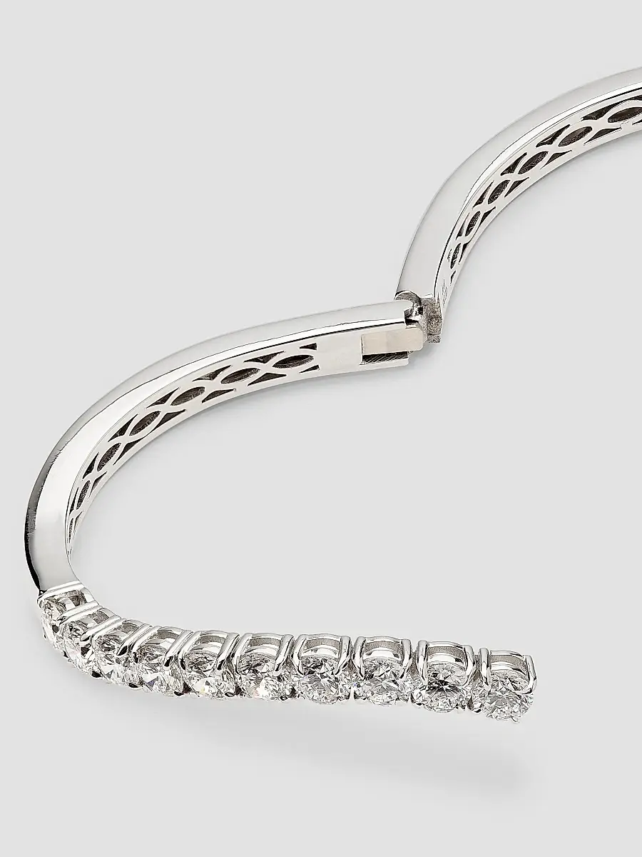 Diamonds at Saks Fifth Avenue Women's Platinum & 10.36 TCW Diamond Bypass Bangle | Thumbnail 3