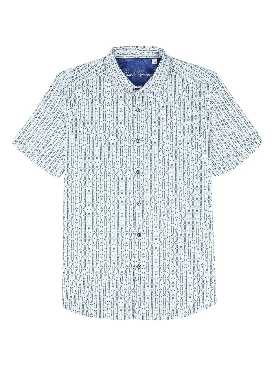 Men's Napier Printed Short-Sleeve Stretch-Cotton Shirt