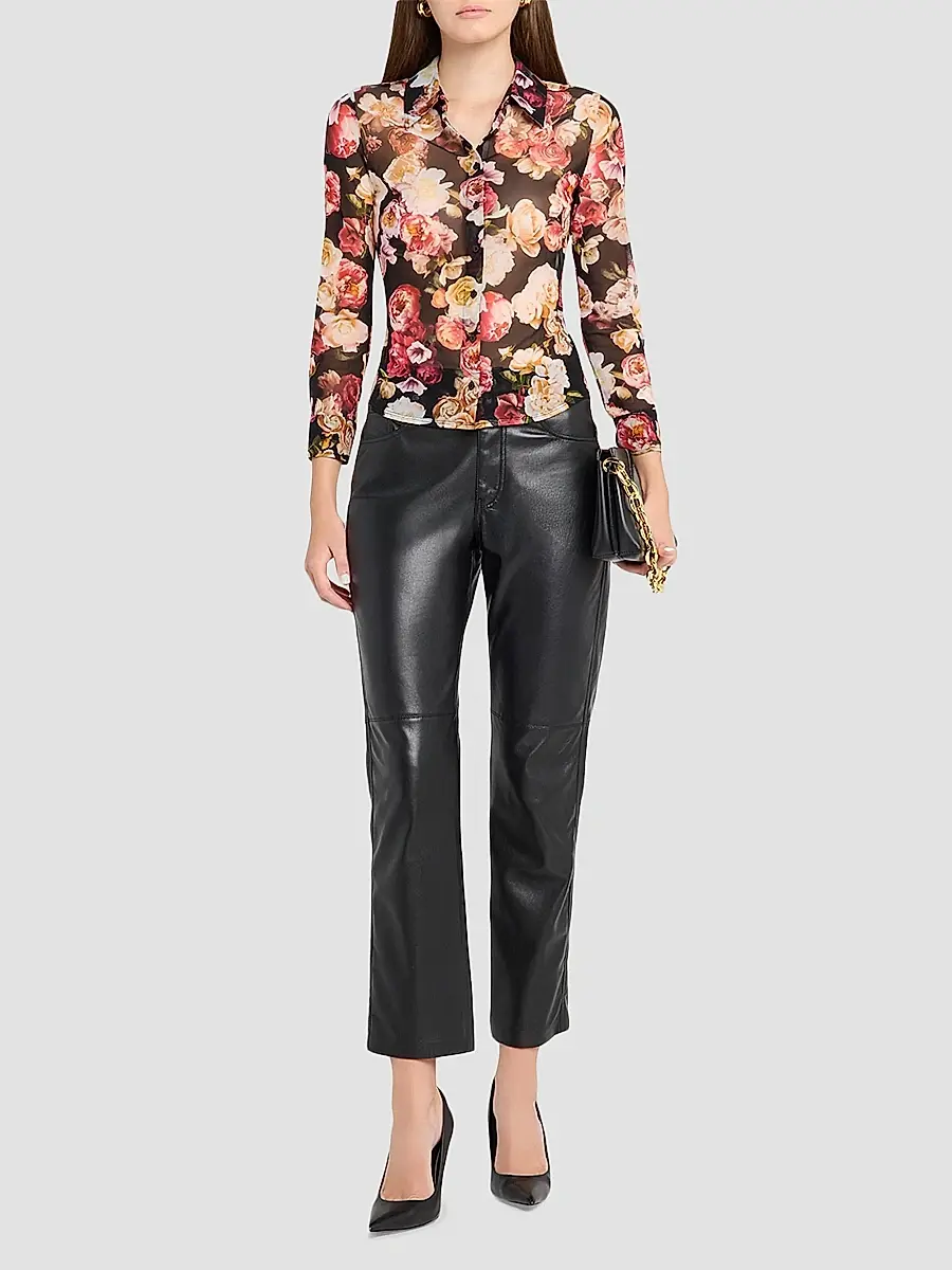 L'Agence Women's Indiana Floral Fitted Mesh Shirt | Thumbnail 2 L'Agence Women's Indiana Floral Fitted Mesh Shirt | Thumbnail 2