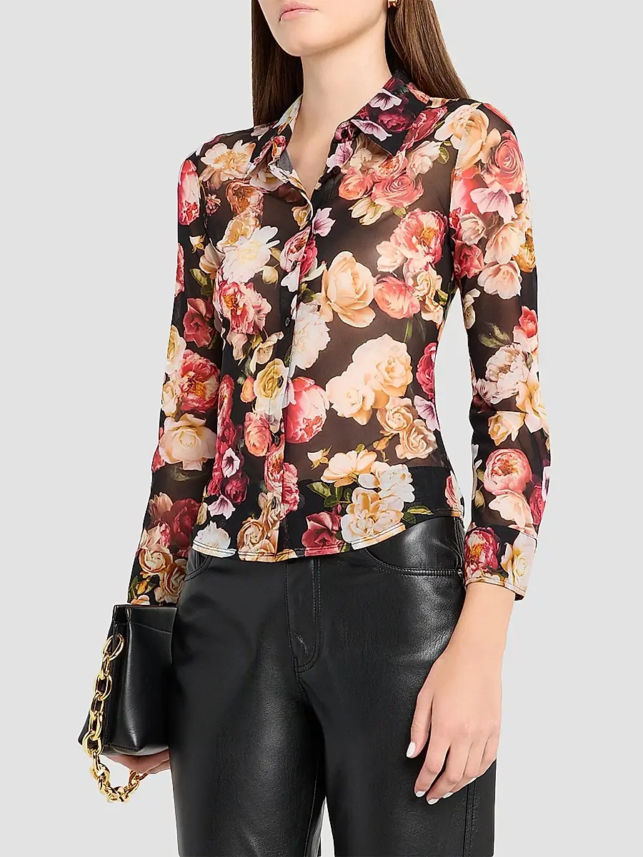 L'Agence Women's Indiana Floral Fitted Mesh Shirt | Thumbnail 3 L'Agence Women's Indiana Floral Fitted Mesh Shirt | Thumbnail 3