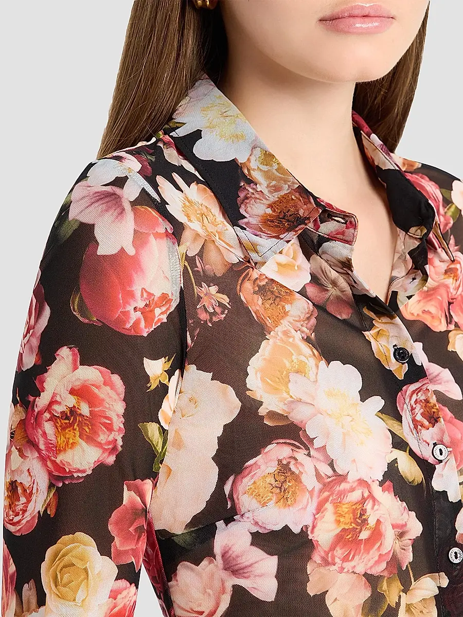 L'Agence Women's Indiana Floral Fitted Mesh Shirt | Thumbnail 5 L'Agence Women's Indiana Floral Fitted Mesh Shirt | Thumbnail 5