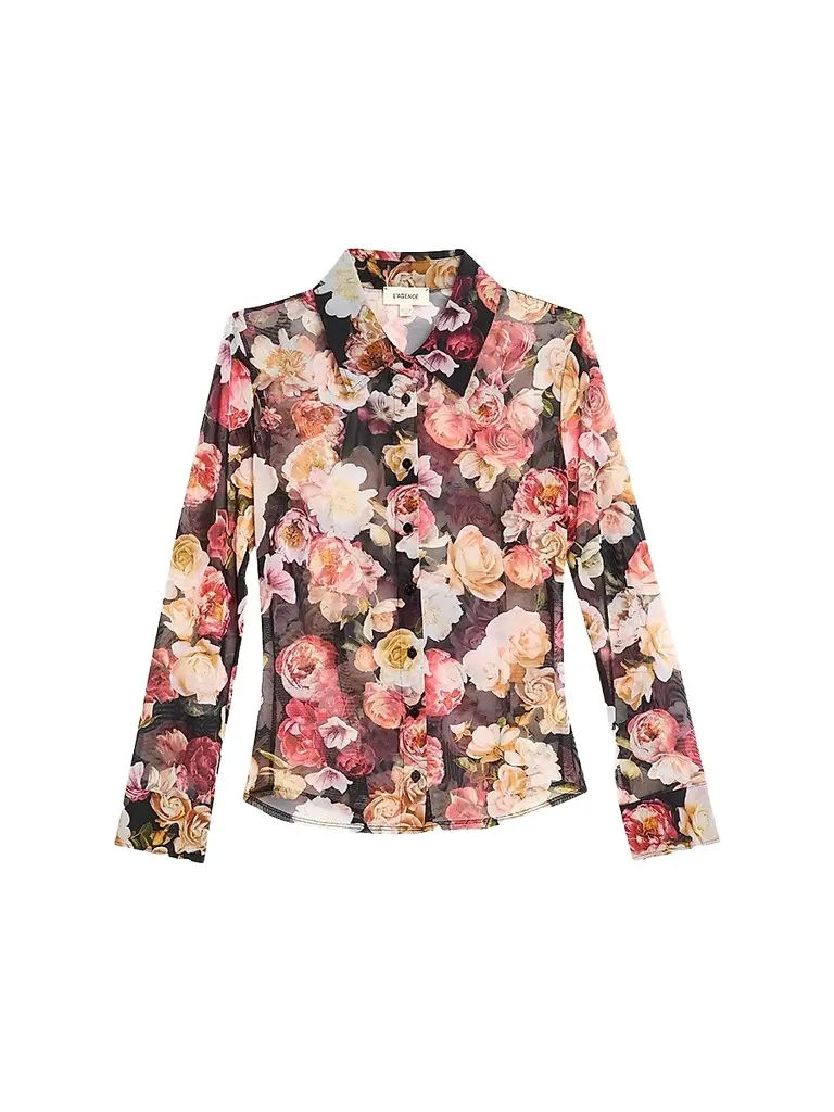 L'Agence Women's Indiana Floral Fitted Mesh Shirt