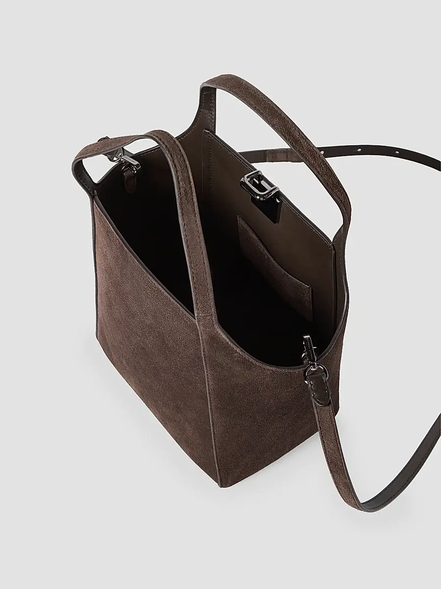 Brunello Cucinelli Women's Sartorial Small Bucket Bag in Suede - Espresso | Thumbnail 5