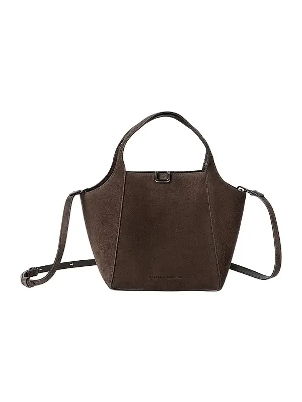 Brunello Cucinelli Women's Sartorial Small Bucket Bag in Suede - Espresso