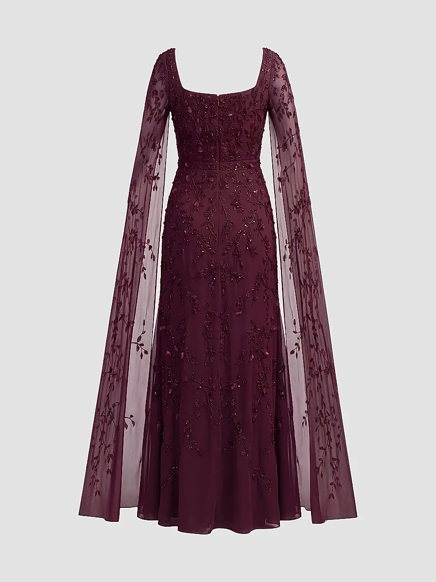 Mac Duggal Women's Embellished Georgette Cape-Sleeve Gown | Thumbnail 6