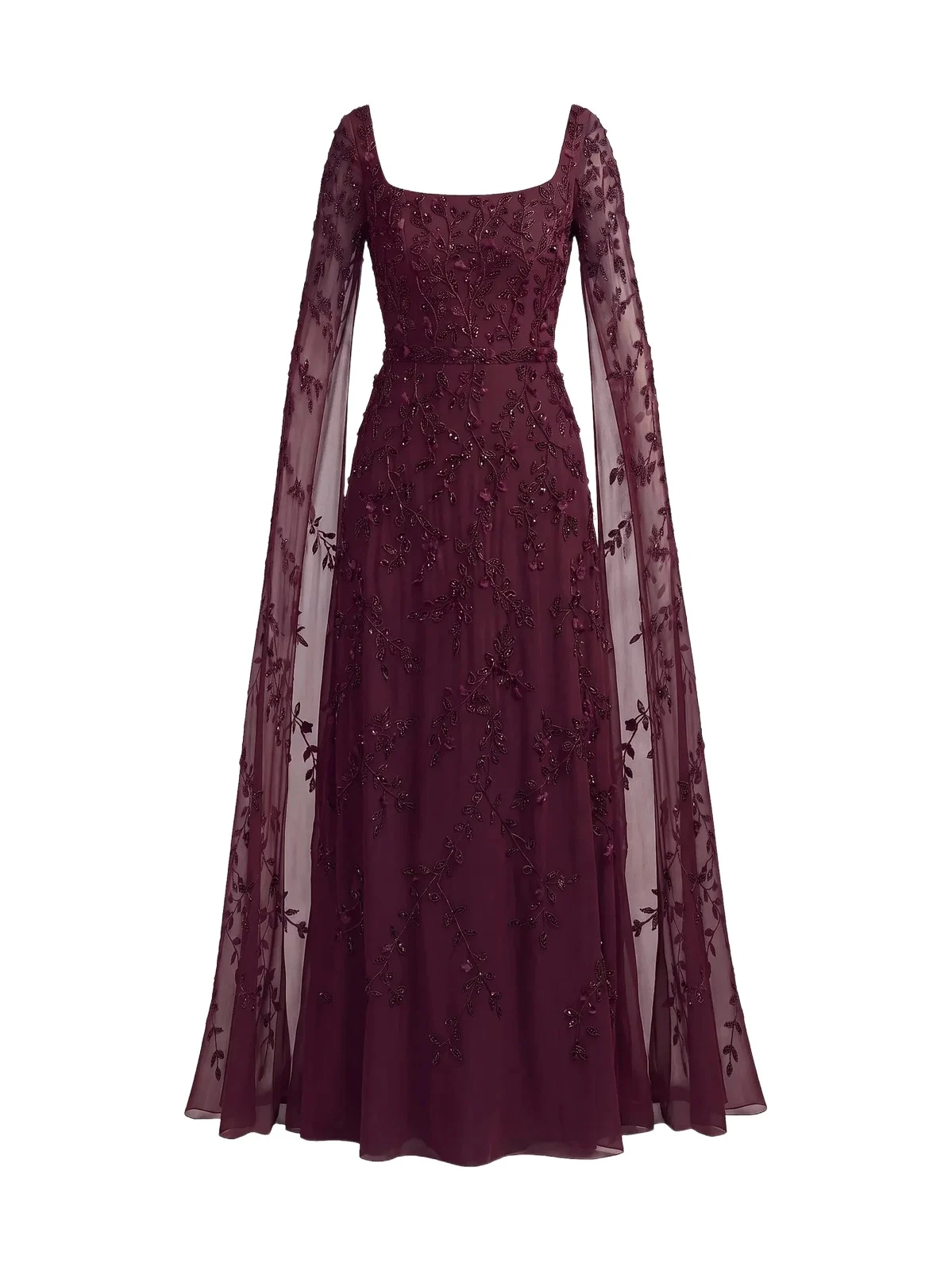 Mac Duggal Women's Embellished Georgette Cape-Sleeve Gown