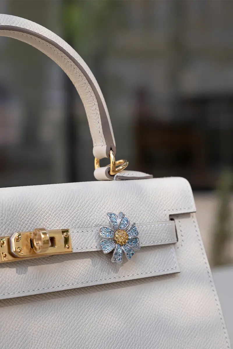 Ashna Mehta Blue Topaz Yellow Sapphire Flower Bag Charm | Thumbnail 4