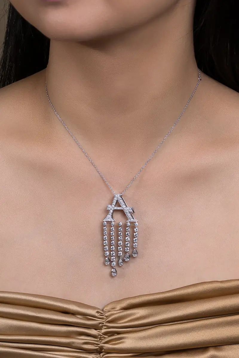 Ashna Mehta Diamond Waterfall Initial Bag Charm - A | Thumbnail 2