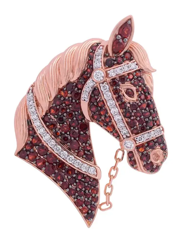 Ashna Mehta Garnet Diamond Horse Bag Charm
