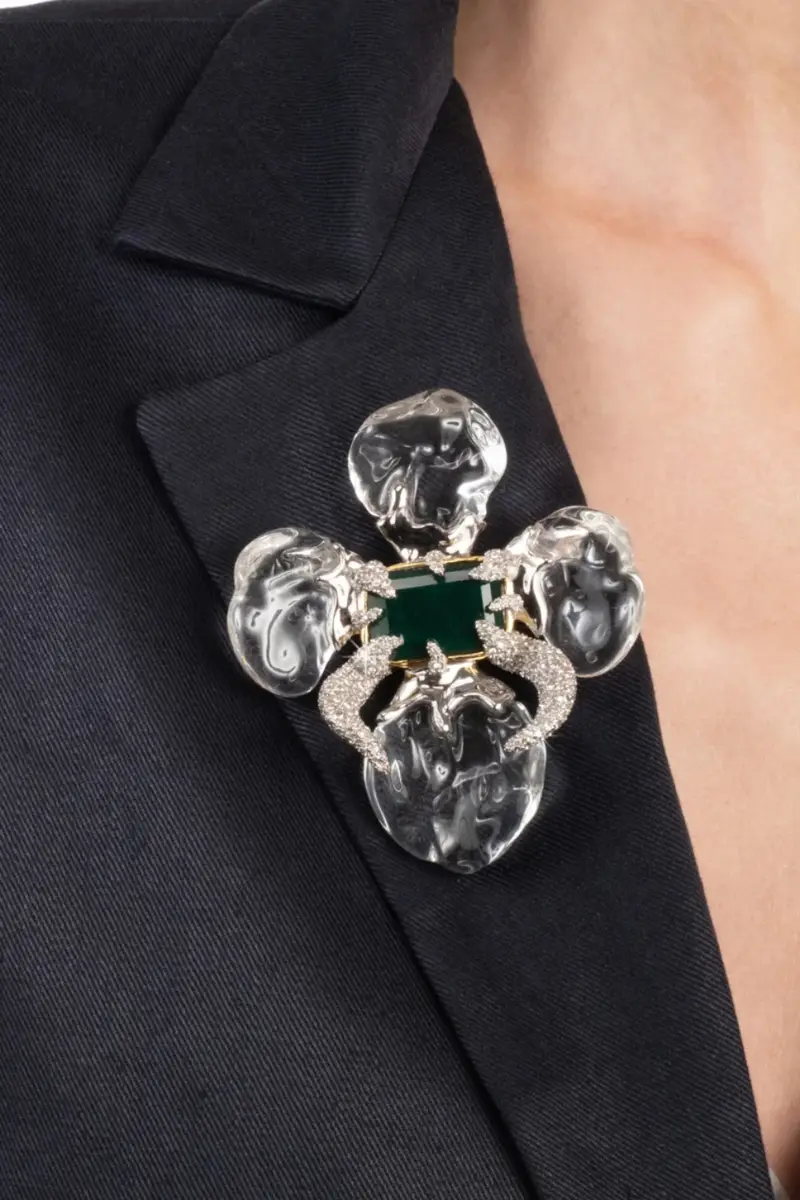 ALEXIS BITTAR Crystal Silverlake Lucite Flower Pin | Thumbnail 2 ALEXIS BITTAR Crystal Silverlake Lucite Flower Pin | Thumbnail 2
