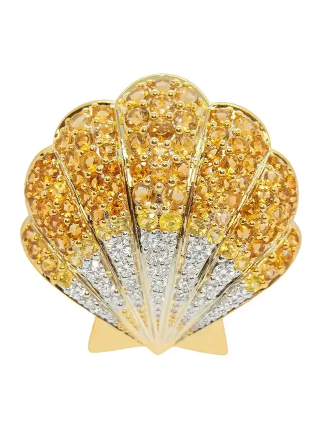 Citrine Diamond Sea Shell Bag Charm