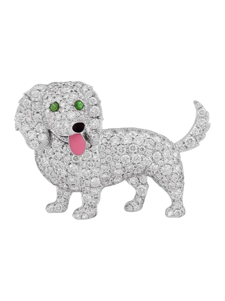 Diamond Dachshund Dog Bag Charm