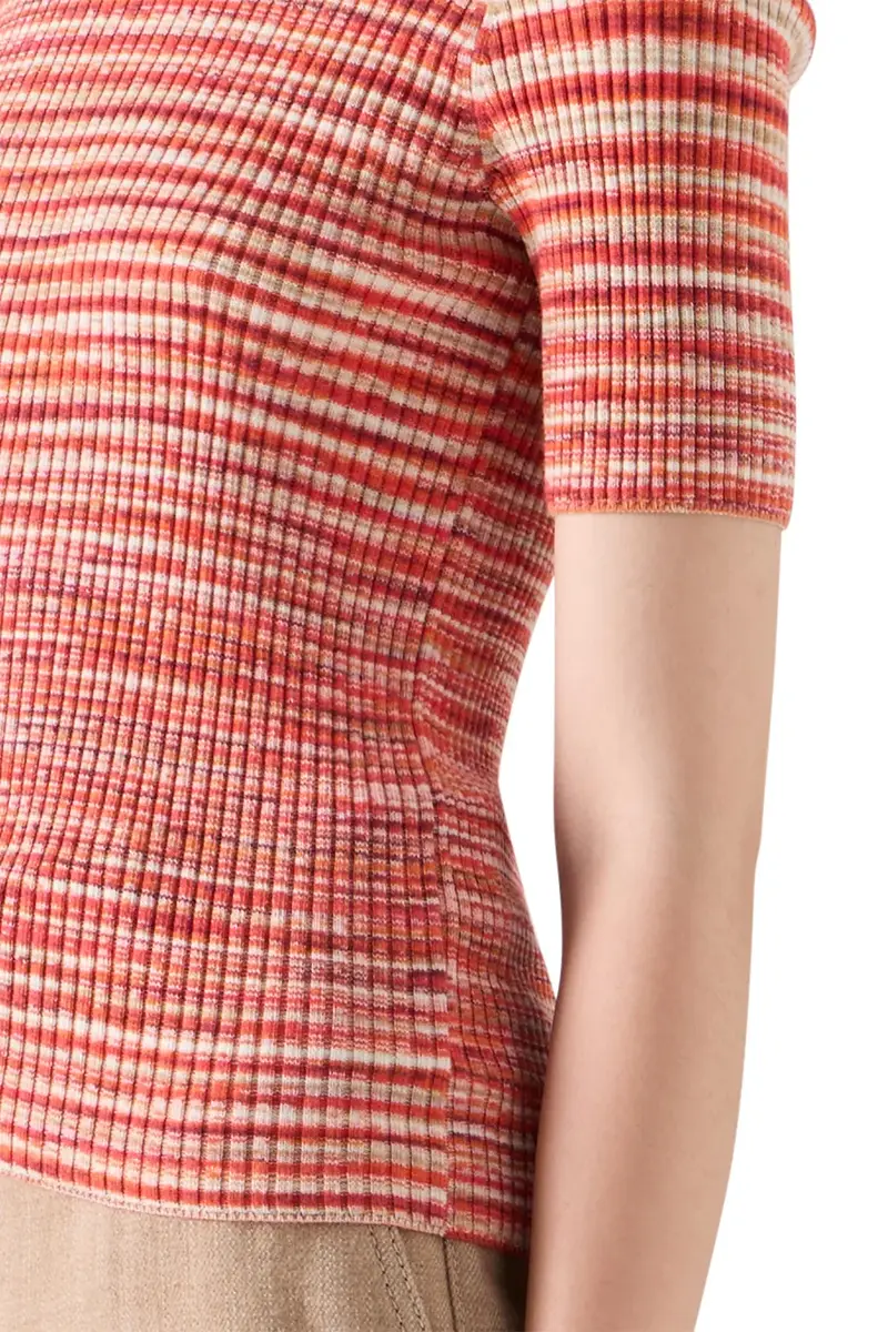 Akris punto Striped Short Sleeve Sweater | Thumbnail 3 Akris punto Striped Short Sleeve Sweater | Thumbnail 3