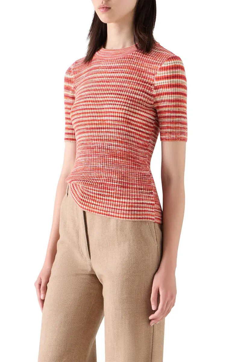 Akris punto Striped Short Sleeve Sweater | Thumbnail 5 Akris punto Striped Short Sleeve Sweater | Thumbnail 5