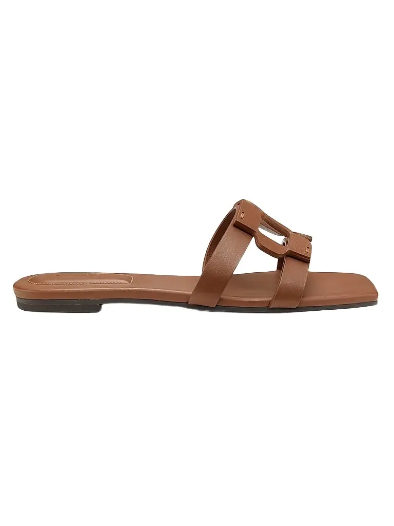 Women's Monogram Leather Flat Slides