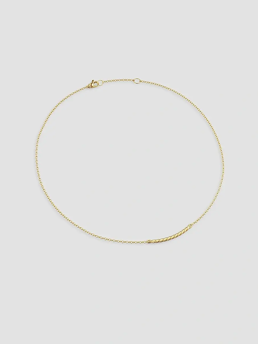 David Yurman Women's Sculpted Cable Bar Necklace in 18K Yellow Gold, 2.7MM | Thumbnail 2