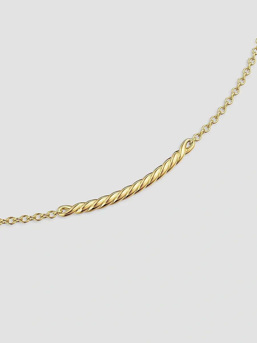 David Yurman Women's Sculpted Cable Bar Necklace in 18K Yellow Gold, 2.7MM | Thumbnail 3