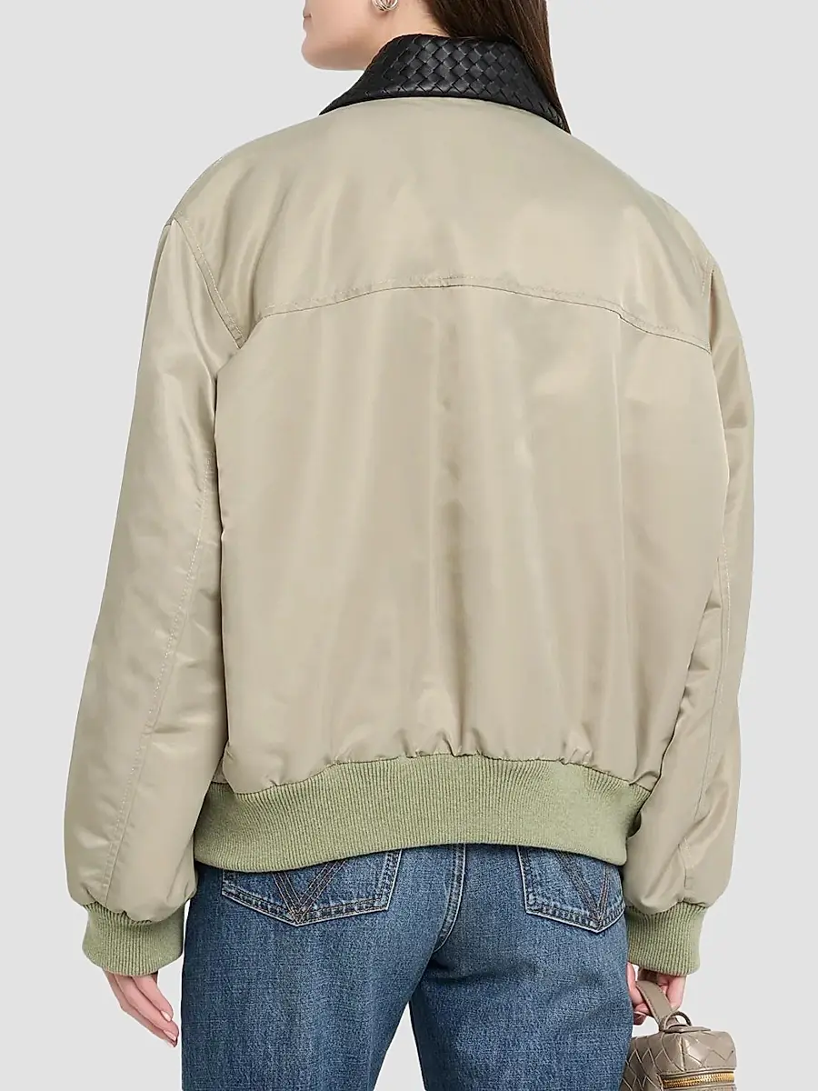 Bottega Veneta Women's Intercciato Leather Collar Jacket | Thumbnail 3