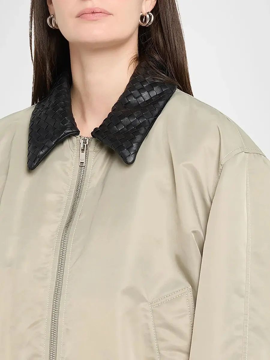 Bottega Veneta Women's Intercciato Leather Collar Jacket | Thumbnail 5