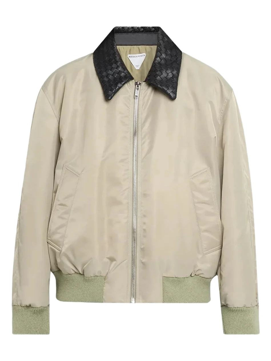 Women's Intercciato Leather Collar Jacket