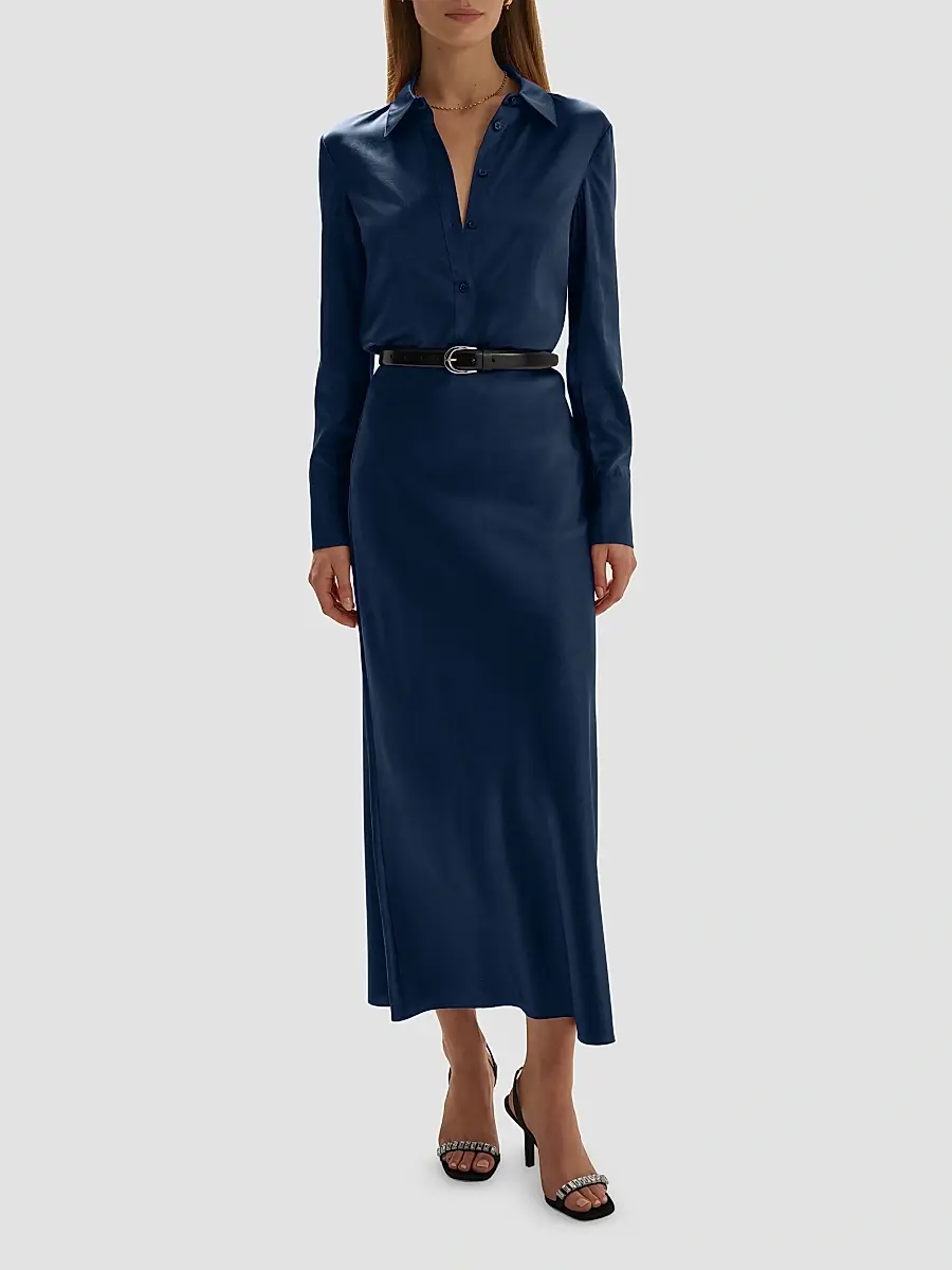 Favorite Daughter Women's The Favorite Silk-Blend Satin Midi Skirt | Thumbnail 2