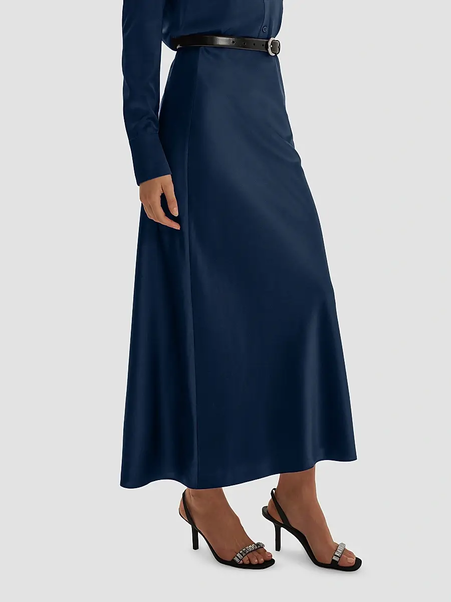 Favorite Daughter Women's The Favorite Silk-Blend Satin Midi Skirt | Thumbnail 5