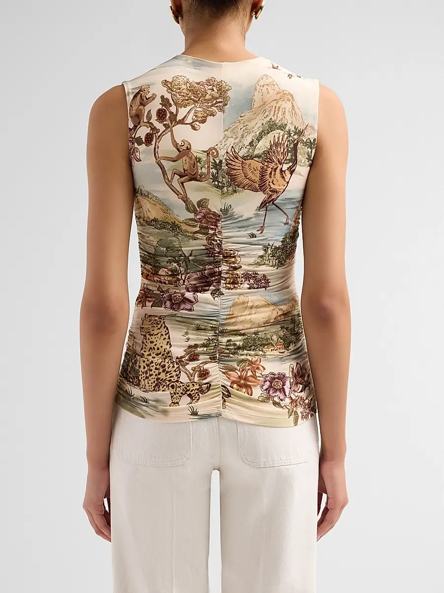 Farm Rio Women's Toile De Rio Sleeveless Top | Thumbnail 3