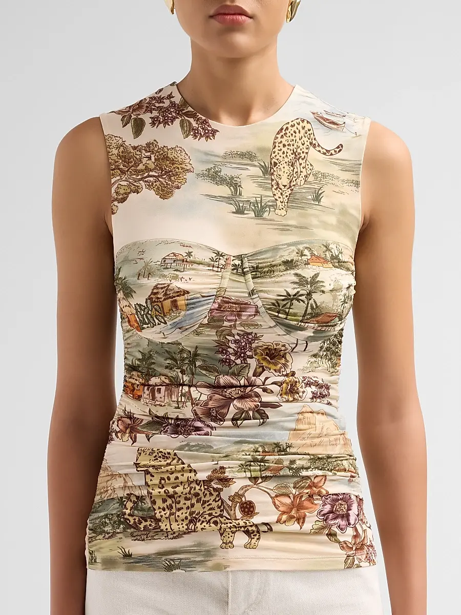 Farm Rio Women's Toile De Rio Sleeveless Top | Thumbnail 5